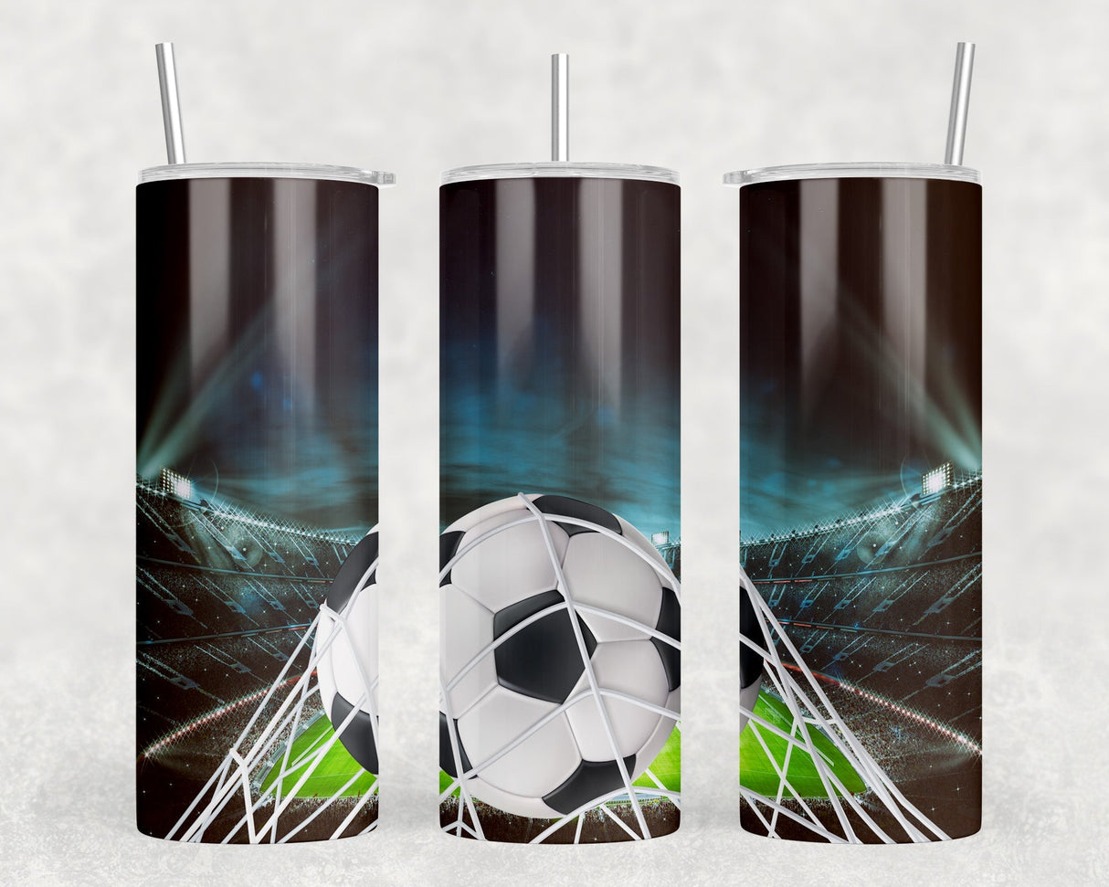 Soccer - 20 oz Steel Skinny Tumbler - Optional Blue Tooth Speaker - Speaker Color will Vary by Rowdy Ridge Co