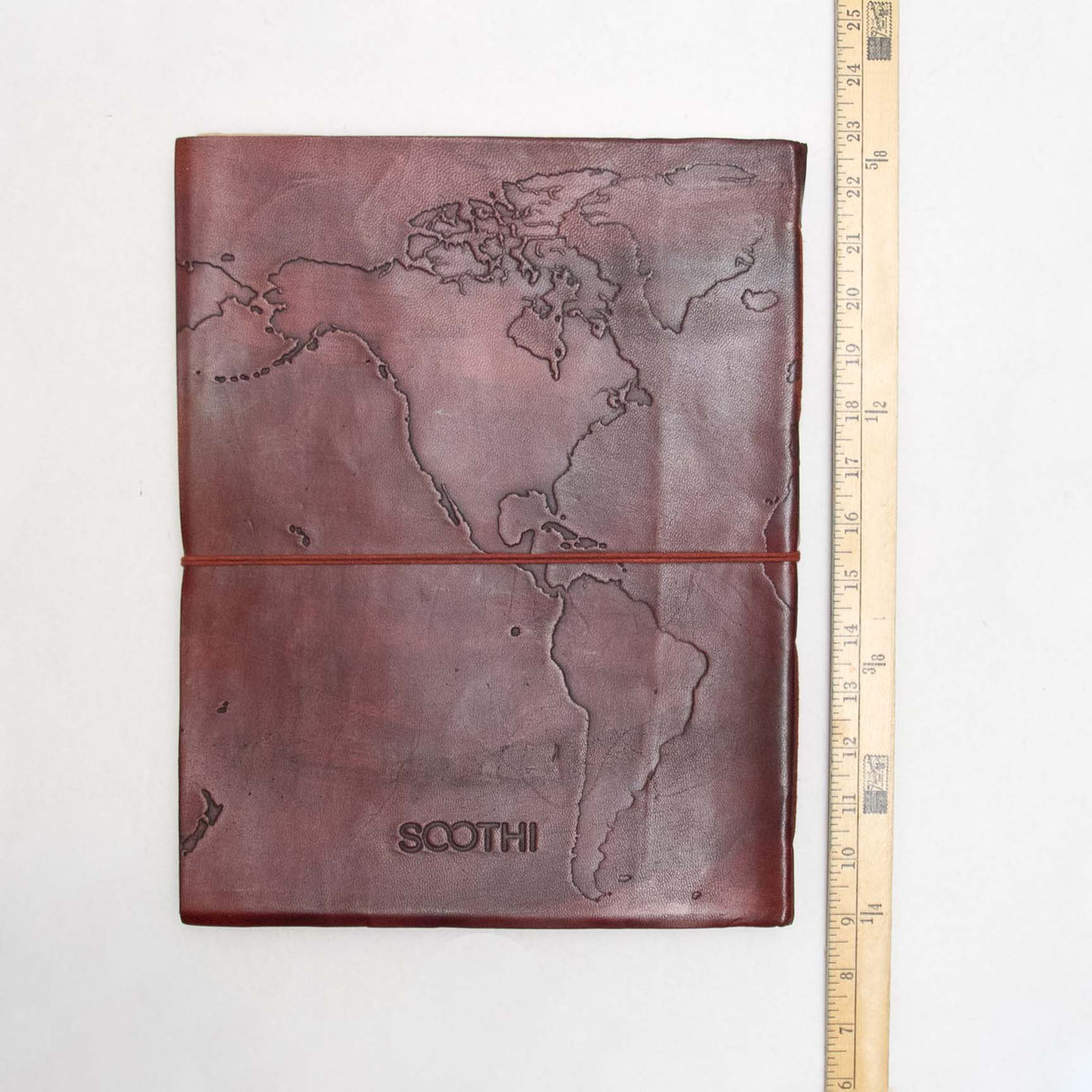 Extra Large World Map 14x11 Handmade Leather Journal by Soothi