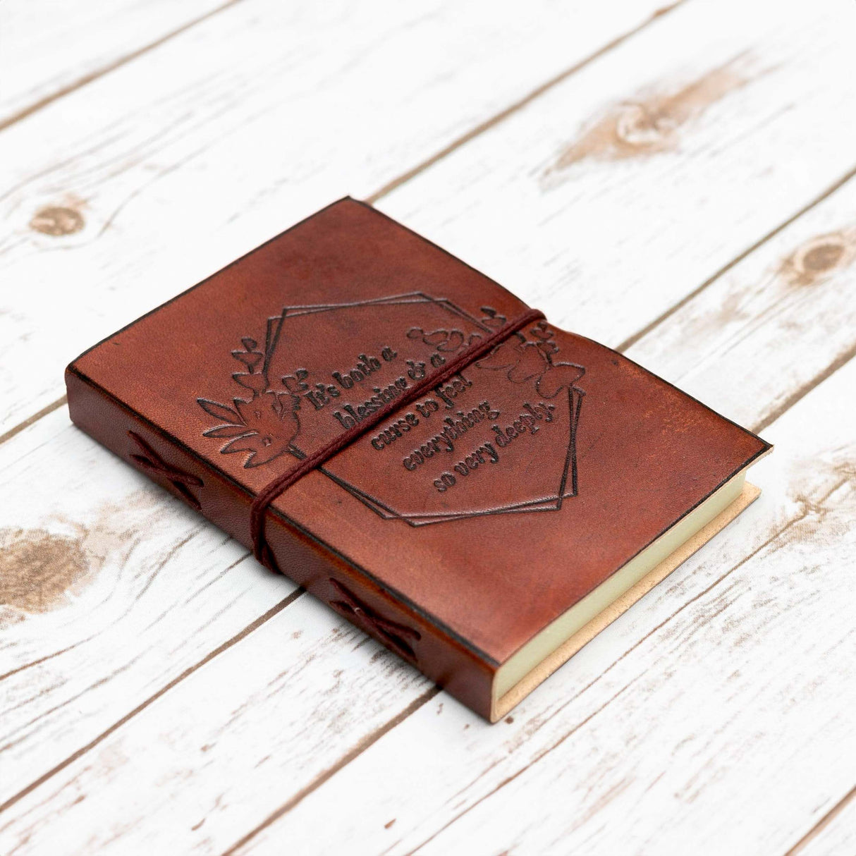 Feel Deeply Quote Leather Journal - 7x5 by Soothi