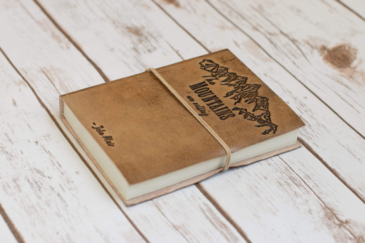 The Mountains Are Calling John Muir Quote Leather Journal - 7x5 by Soothi