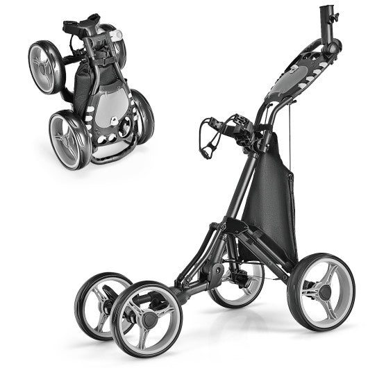 Golf Push Pull Cart with Foot Brake-Gray