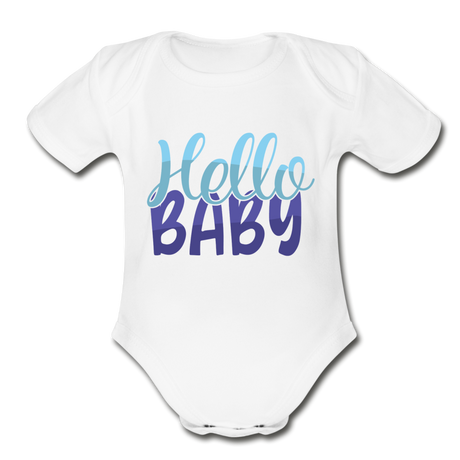 Hello Baby Short Sleeve Baby Bodysuit by Tshirt Unlimited