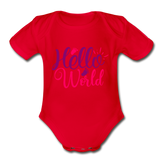 Hello World Short Sleeve Baby Bodysuit by Tshirt Unlimited