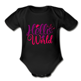 Hello World Short Sleeve Baby Bodysuit by Tshirt Unlimited