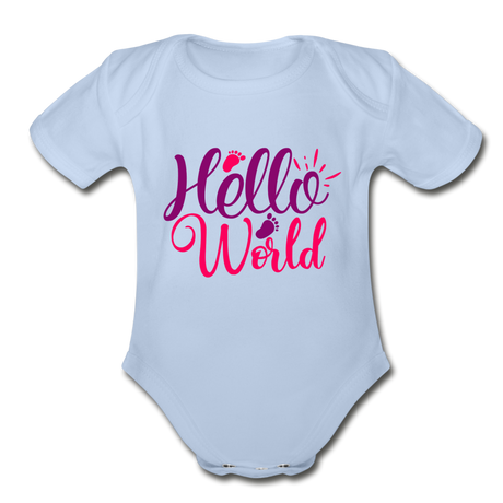 Hello World Short Sleeve Baby Bodysuit by Tshirt Unlimited