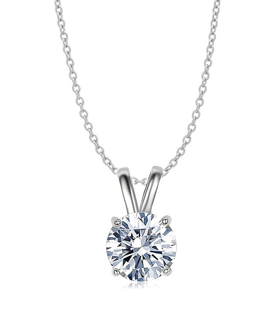 Rhodium Plated Round Cut Crystal Pendant Necklace by Donatello Gian