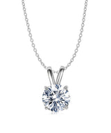 Rhodium Plated Round Cut Crystal Pendant Necklace by Donatello Gian