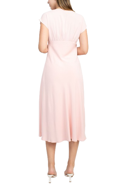 Sage Collective V-Neck Cap Sleeve Solid Fit & Flare Flowy Woven Dress by Curated Brands