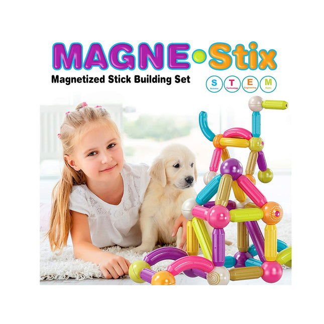 Contixo ST2 Kids Magnetic Stix Stick 68 PCs 3D Building Blocks by Contixo