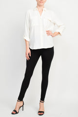 Zac & Rachel Long Sleeve Gardina Solid Crepe Top by Curated Brands