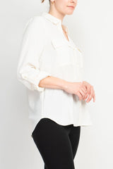 Zac & Rachel Long Sleeve Gardina Solid Crepe Top by Curated Brands