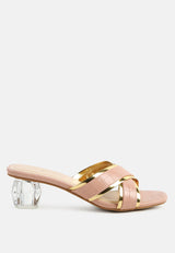 stellar gold line croc sculpted heel sandals by London Rag