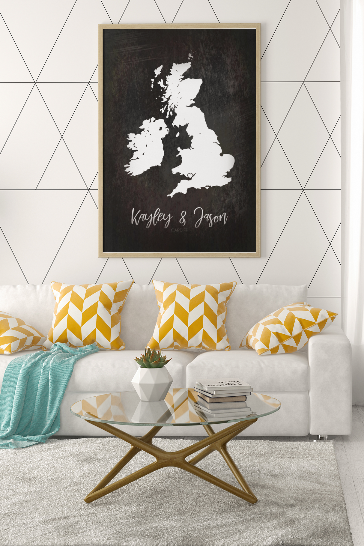 Couples United Kingdom Map with Special Dates & Heart Personalised 2022 Wall Decor Print with 10 New Styles by WinsterCreations™ Official Store