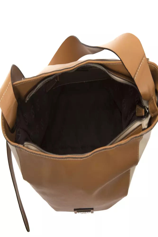 Brown Leather Shoulder Bag by Faz