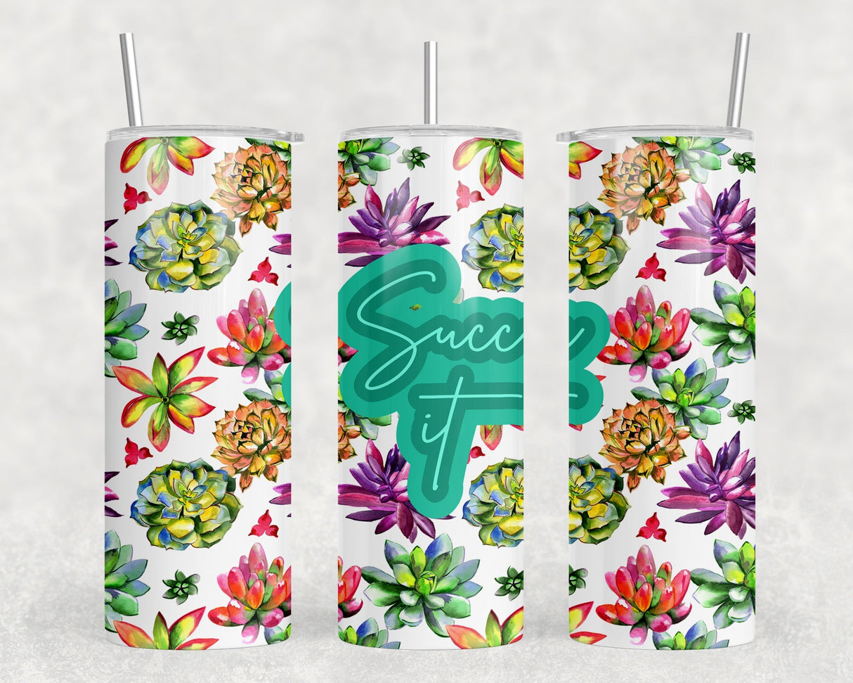 Succ It Succulents - 20 oz Steel Skinny Tumbler - Optional Blue Tooth Speaker - Speaker Color will Vary by Rowdy Ridge Co