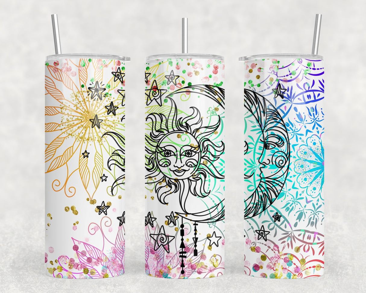 Sun and Moon - 20 oz Steel Skinny Tumbler - Optional Blue Tooth Speaker - Speaker Color will Vary by Rowdy Ridge Co