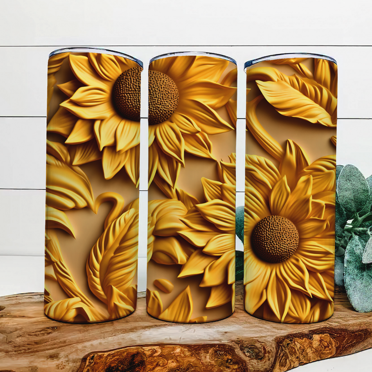 Sunflowers|Skinny Tumbler|Optional Bluetooth Speaker| Speaker Color Varies by Rowdy Ridge Co