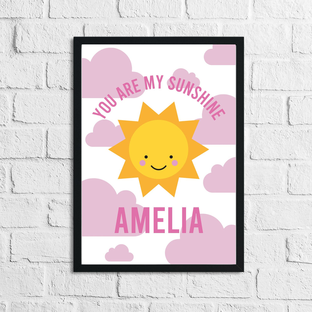 Personalised You Are My Sunshine Pink Children's Room Wall Decor Print by WinsterCreations™ Official Store