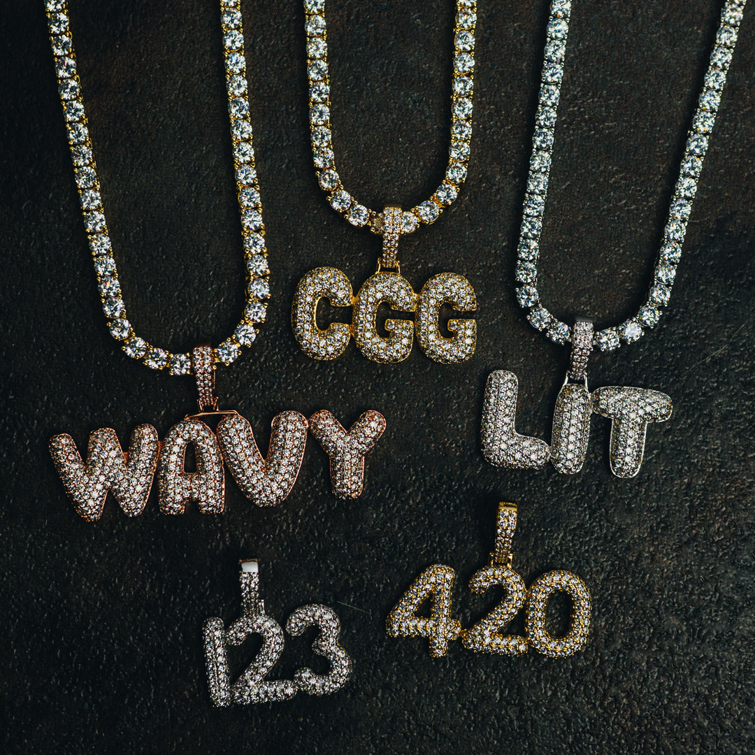 Custom Iced Bubble Letter Pendant by Custom Gold Grillz