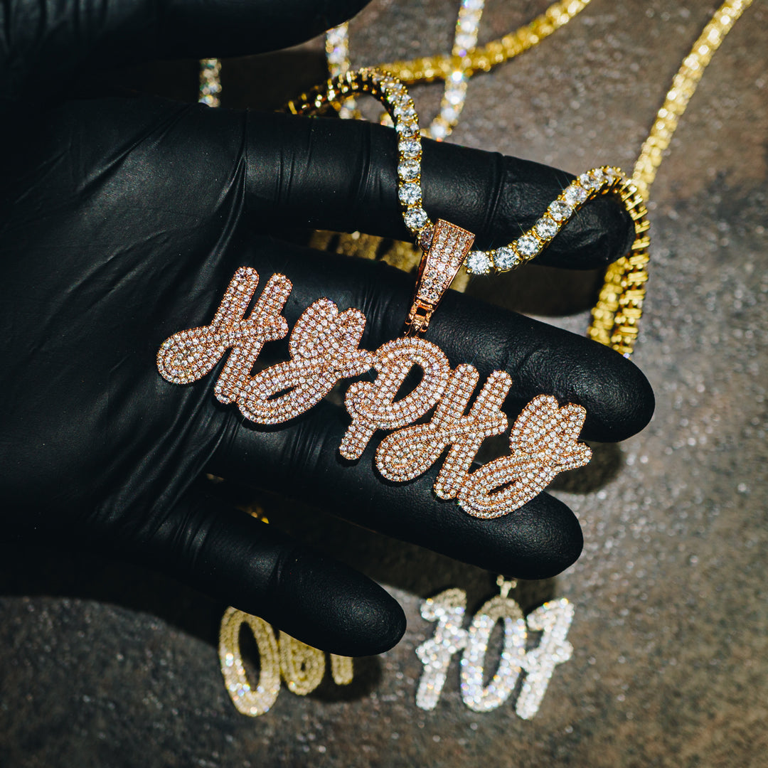 Custom Iced Freestyle Letter Pendant by Custom Gold Grillz