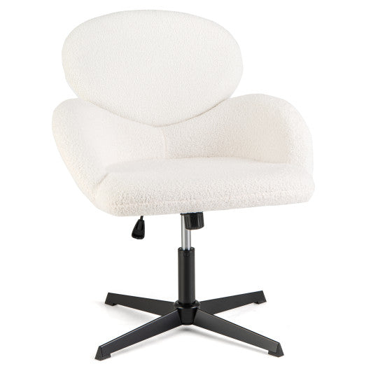 Swivel Cross Legged Chair with Adjustable Height and Rocking Function-White