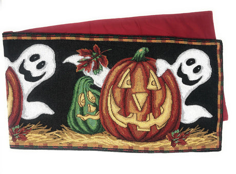 DaDa Bedding Halloween Pumpkins Table Runner, Harvest Orange Tapestry (12914) by DaDa Bedding Collection - Vysn