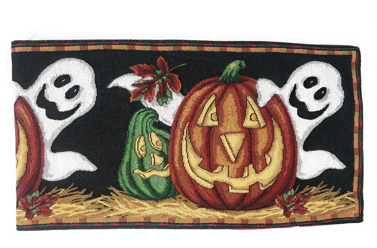 DaDa Bedding Halloween Pumpkins Table Runner, Harvest Orange Tapestry (12914) by DaDa Bedding Collection - Vysn