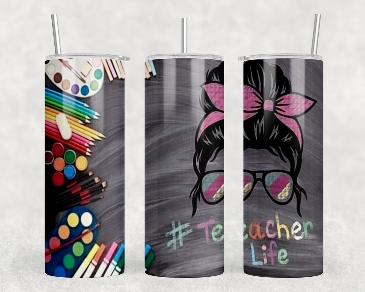 Teacher Life|Skinny Tumbler|Optional Bluetooth Speaker| Speaker Color Varies by Rowdy Ridge Co