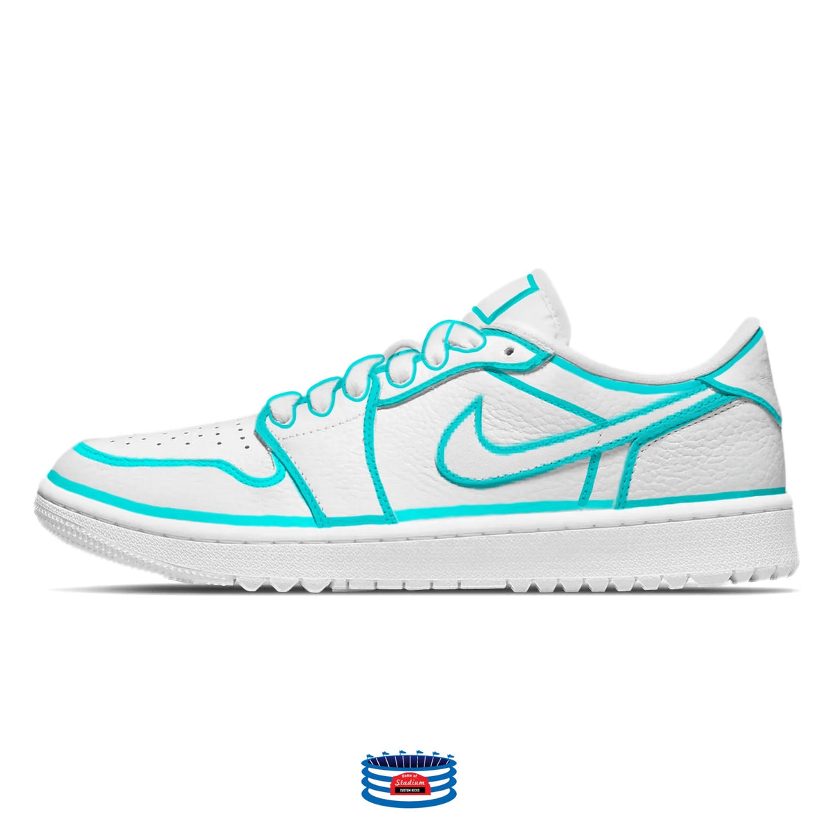 "Teal Lines" Jordan 1 Golf Shoes by Stadium Custom Kicks