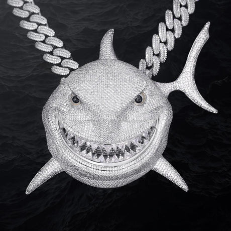 Tekashi 6ix9ine’s Iced Out Shark Pendant (Large Size 5 Inch Tall) by Bling Proud | Urban Jewelry Online Store