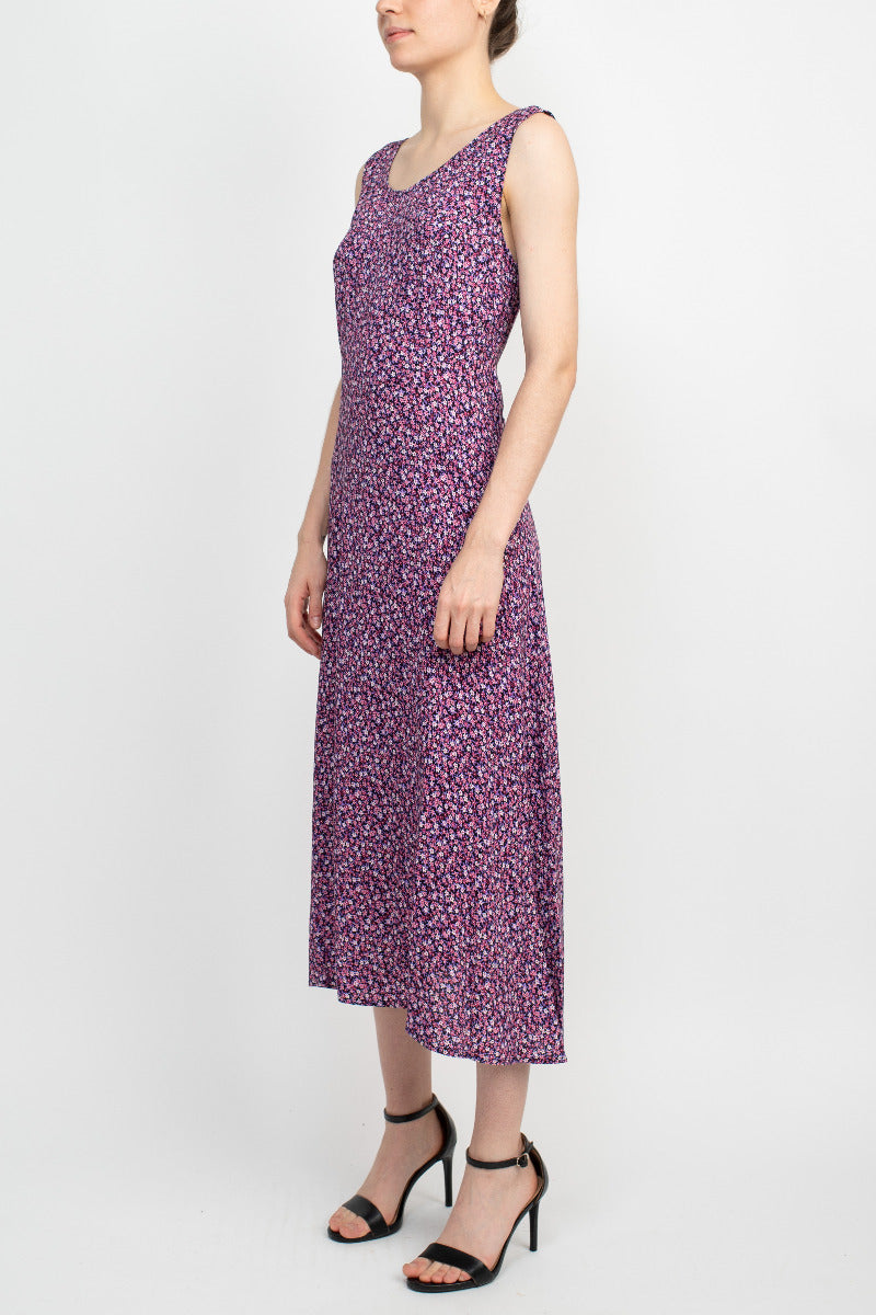 Connected Apparel Scoop Neck Sleeveless Multi Print String Tie Back Fit & Flare Rayon Dress by Curated Brands