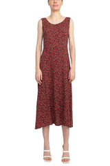 Connected Apparel Scoop Neck Sleeveless Multi Print String Tie Back Fit & Flare Rayon Dress by Curated Brands