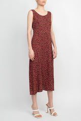 Connected Apparel Scoop Neck Sleeveless Multi Print String Tie Back Fit & Flare Rayon Dress by Curated Brands