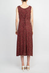 Connected Apparel Scoop Neck Sleeveless Multi Print String Tie Back Fit & Flare Rayon Dress by Curated Brands