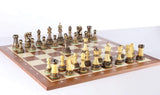 The 4" Burnt Zagreb Chess Set Combo by Chess House