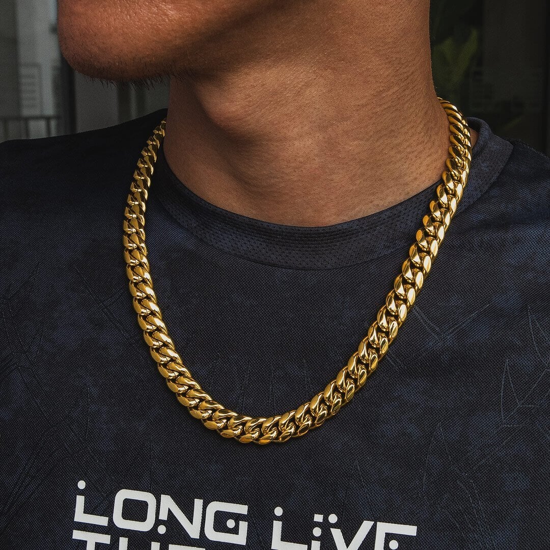 The Golden Time II® - 12mm Miami Cuban Link Chain 18K Gold Plated by Bling Proud | Urban Jewelry Online Store