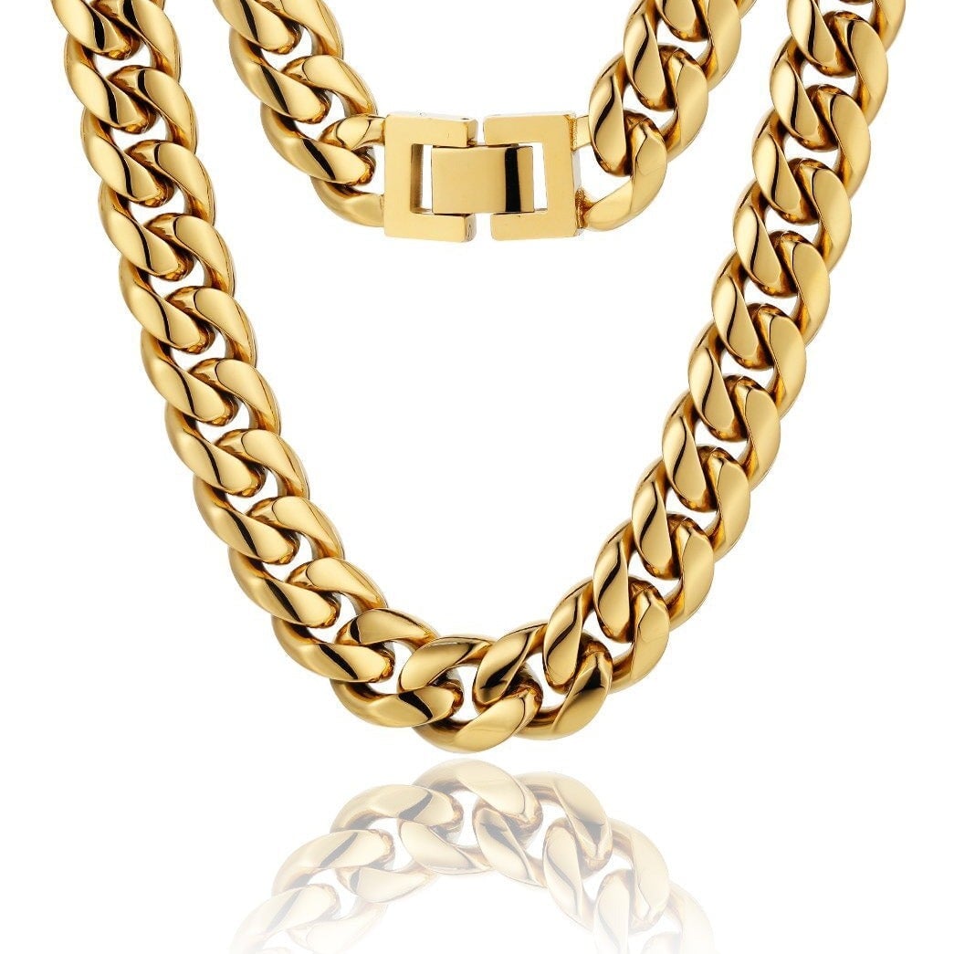 The Golden Time II® - 12mm Miami Cuban Link Chain 18K Gold Plated by Bling Proud | Urban Jewelry Online Store