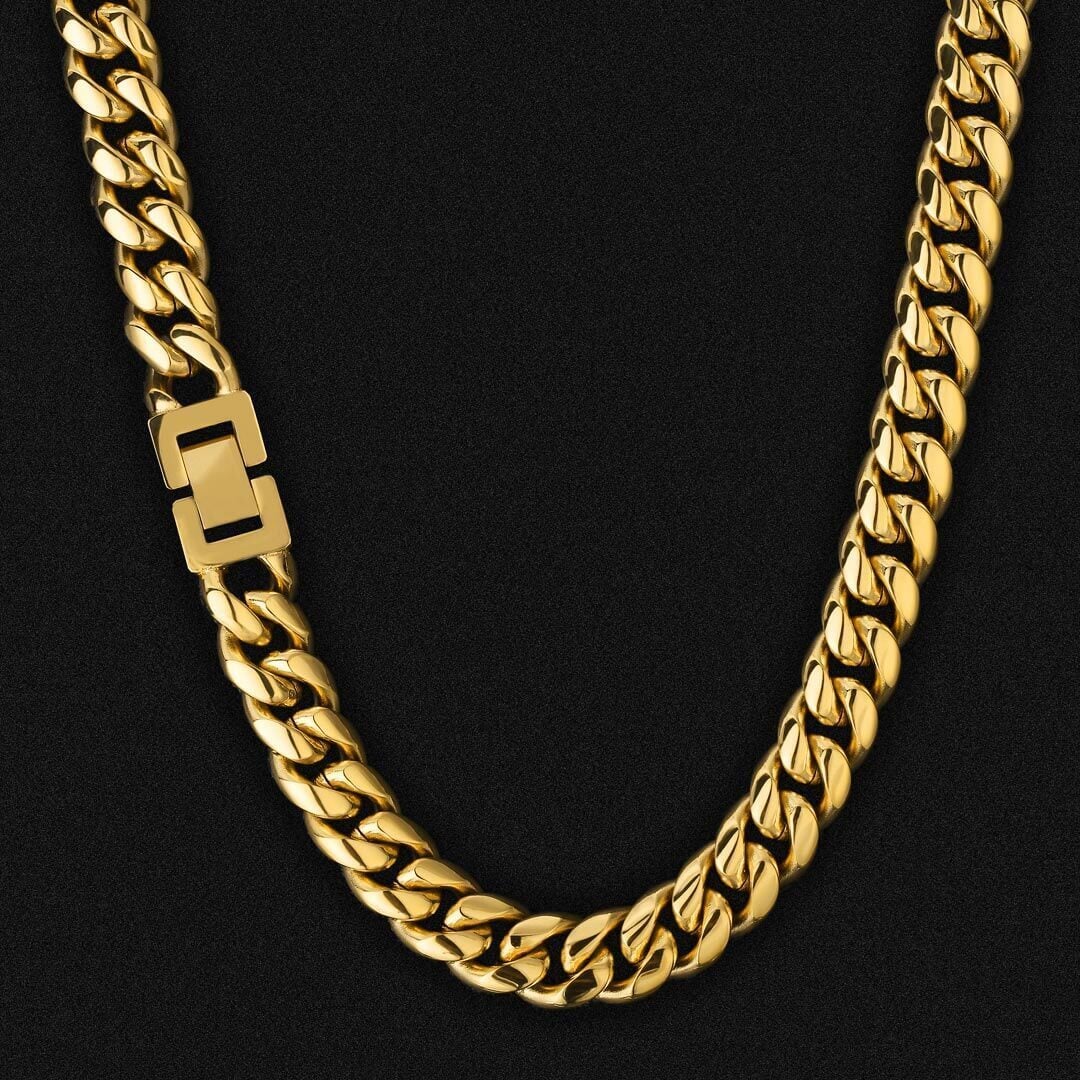 The Golden Time II® - 12mm Miami Cuban Link Chain 18K Gold Plated by Bling Proud | Urban Jewelry Online Store