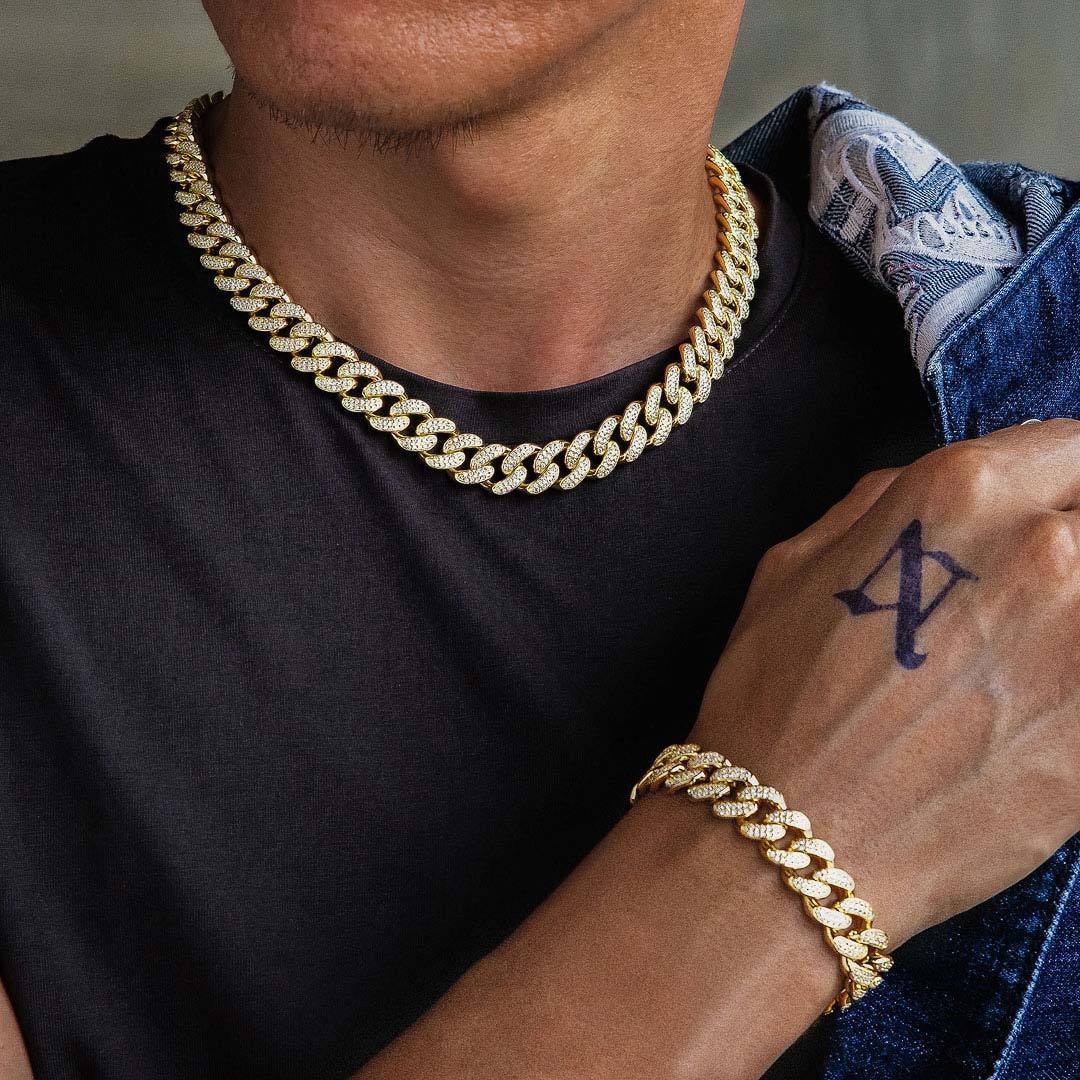 The Lion Heart® - 12mm 2 Rows Iced Out Diamond Cuban Link Chain in 14K Gold by Bling Proud | Urban Jewelry Online Store