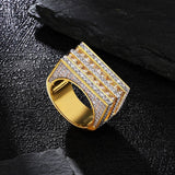 The Majesty II® - Double Rows Princess Cut CZ Diamond Mens Hip Hop Ring in 18K Gold by Bling Proud | Urban Jewelry Online Store