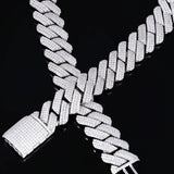 The Proud Moment II® - 20mm Iced Out 3 Row Diamond Prong Cuban Link Chain Choker in White Gold by Bling Proud | Urban Jewelry Online Store