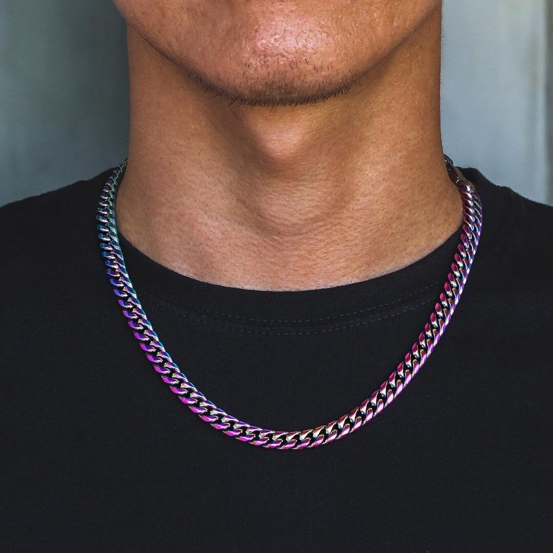 The Rainbow Baby® - 8mm Rainbow Miami Cuban Link Chain by Bling Proud | Urban Jewelry Online Store