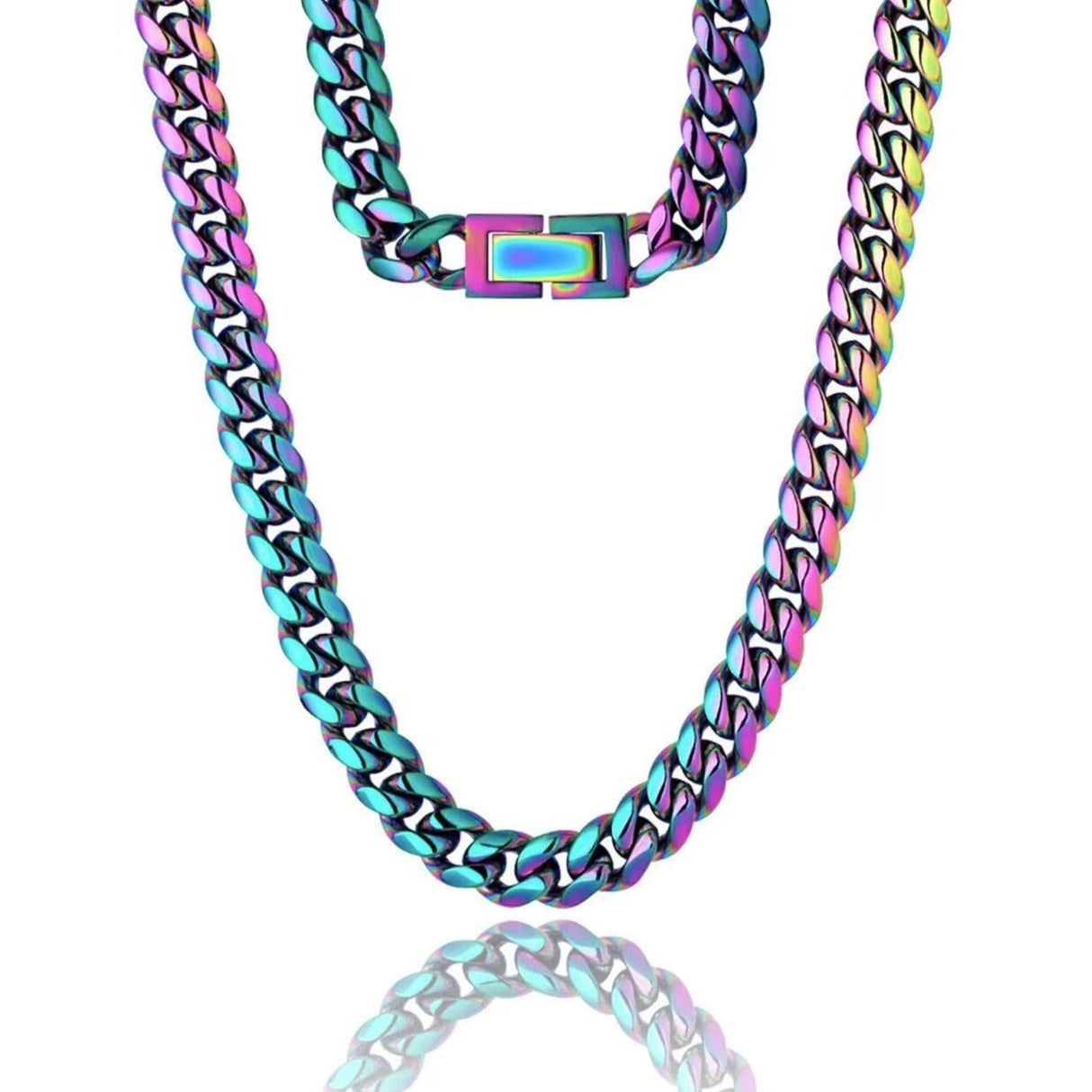 The Rainbow Baby® - 8mm Rainbow Miami Cuban Link Chain by Bling Proud | Urban Jewelry Online Store