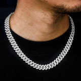 The Shining Moment II® - 13mm Iced Diamond Prong Link Cuban Choker Chain in White Gold by Bling Proud | Urban Jewelry Online Store