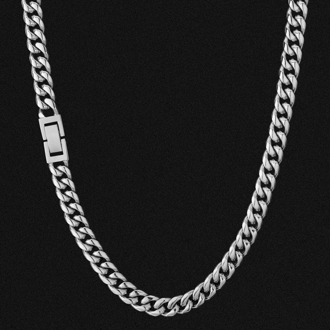 The Silver Lining® - 8mm Miami Cuban Link Chain White Gold Plated by Bling Proud | Urban Jewelry Online Store