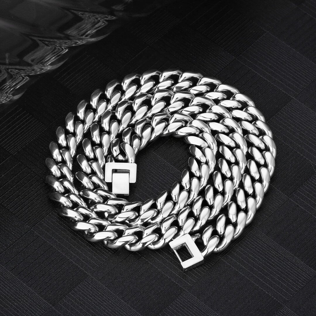 The Stormtrooper II® - 12mm Miami Cuban Link Chain White Gold Plated by Bling Proud | Urban Jewelry Online Store