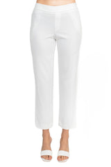 T Tahari Mid Waist Pull On Ankle Slim Fit Crepe Pant with Pockets by Curated Brands