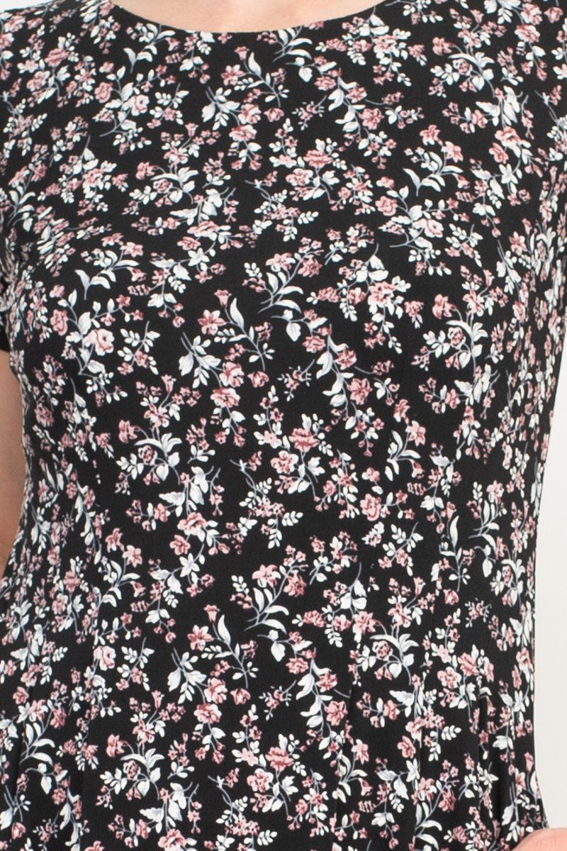 Connected Apparel Floral Soft Dress - Mauve Scuba Crepe by Curated Brands