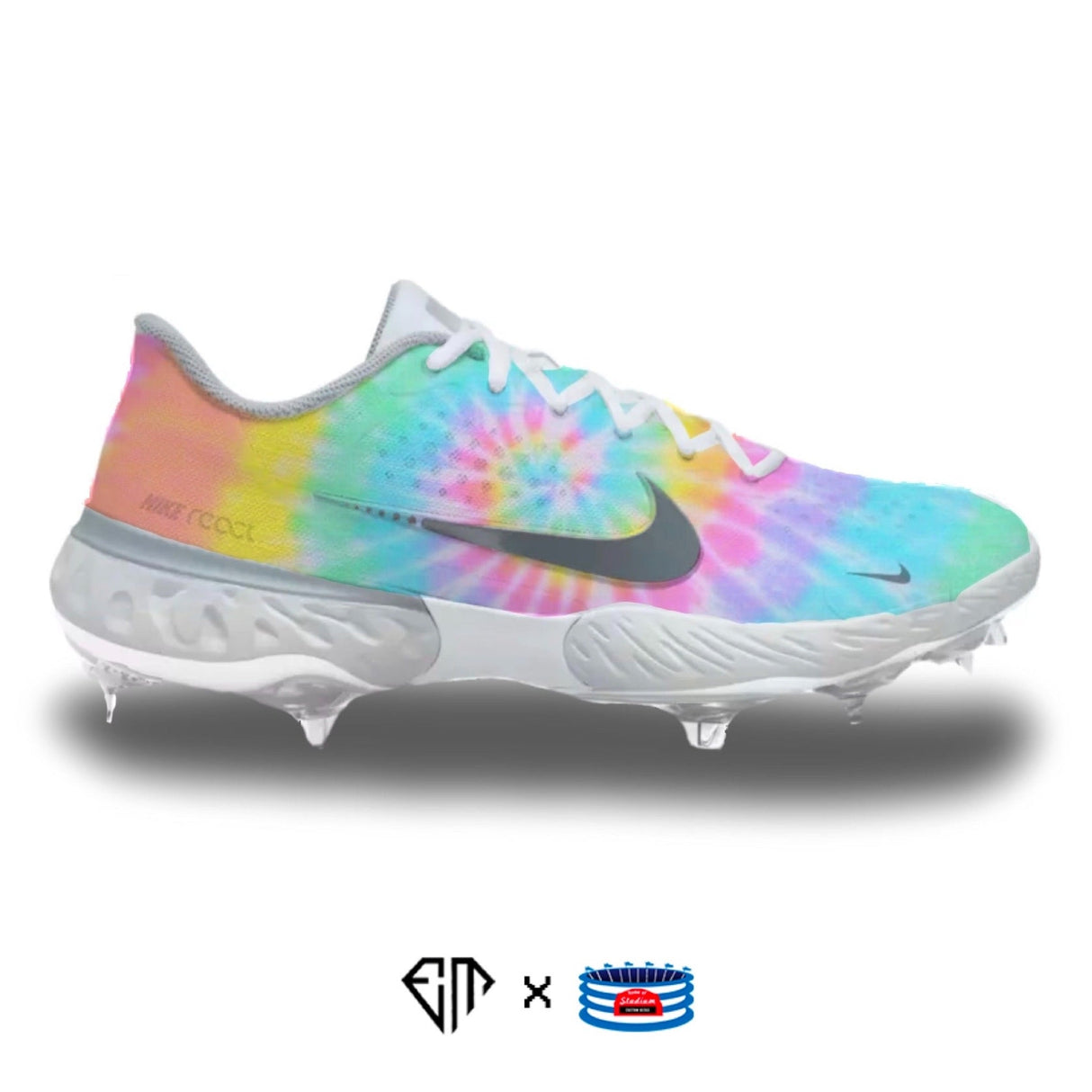 "Tie-Dye" Nike Alpha Huarache Elite 3 Low Cleats by Stadium Custom Kicks