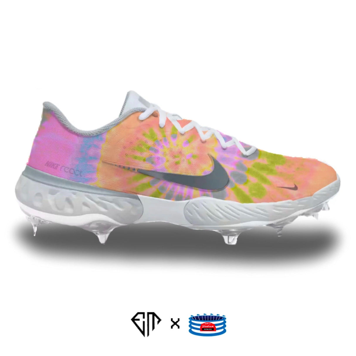 "Tie-Dye" Nike Alpha Huarache Elite 3 Low Cleats by Stadium Custom Kicks